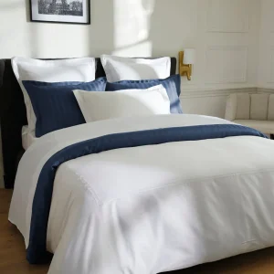Housse de couette + taie(s) d'oreiller satin de coton - Paris Blanc / Blanc*Maison Héritage Discount