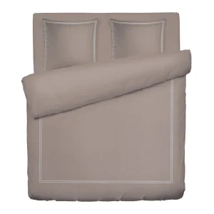 Housse de couette + taie(s) d'oreiller satin de coton - Nice Blanc / Taupe*Rodier Discount
