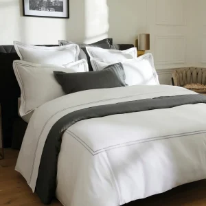 Housse de couette + taie(s) d'oreiller satin de coton - Saint-Tropez Gris / Blanc*Chevignon Clearance