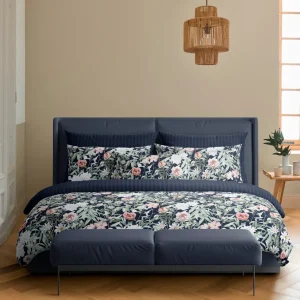 Housse de couette + taie(s) d'oreiller satin de coton - Nuit Florale bleu foncé*Rodier Online