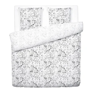 Housse de couette + taie(s) satin de coton - Pétale de rose Noir/blanc*Cacharel Clearance