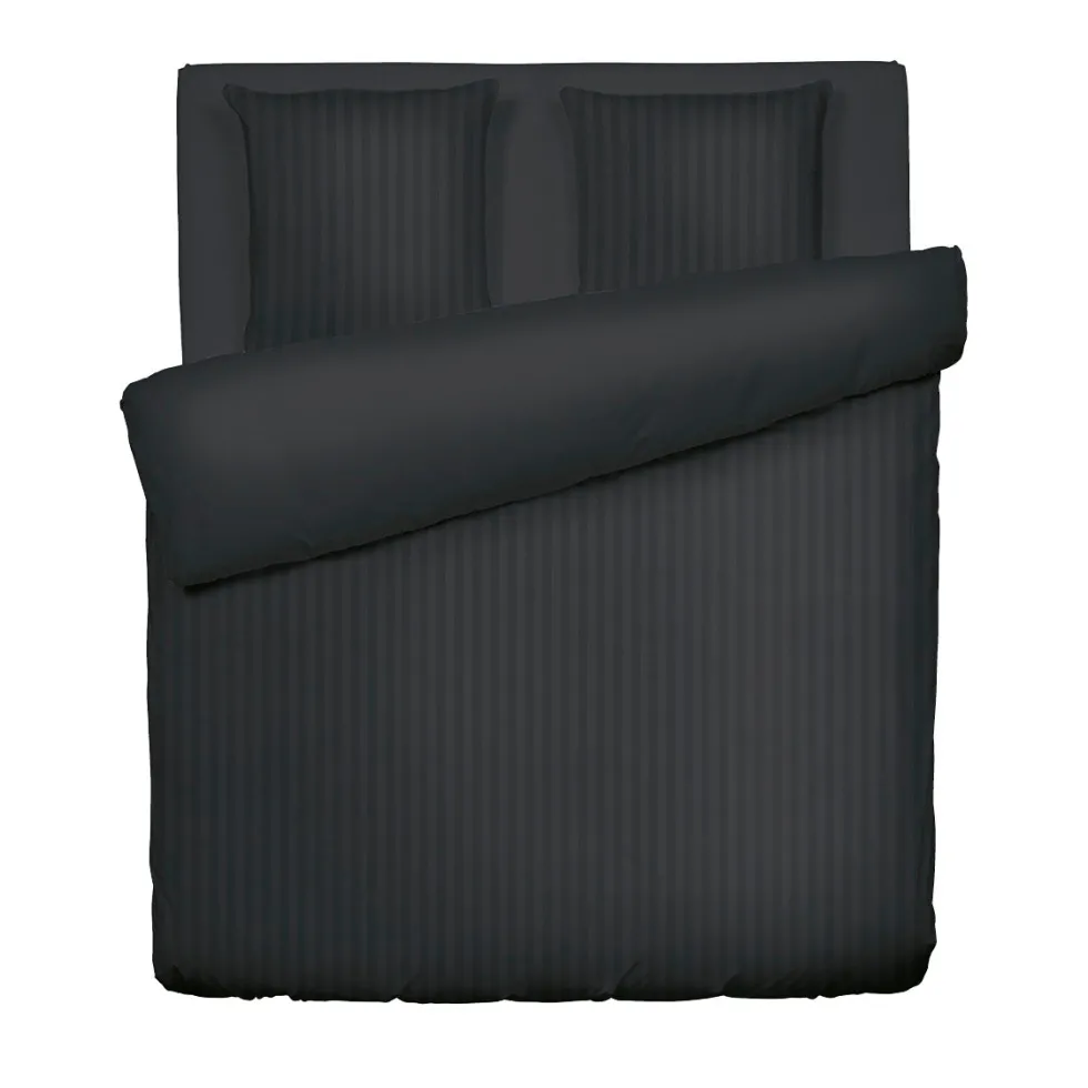housse_de_couette__taies__1-152.webp Housse de couette + taie(s) d'oreiller satin de coton - rayure tissé jacquard Noir*Cacharel Sale