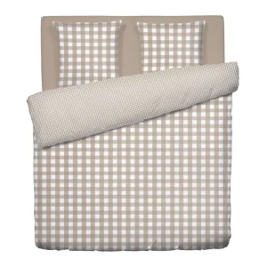 Housse de couette + taies coton - Vichy Taupe*Chevignon Hot