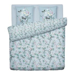 Housse de couette + taie(s) satin de coton - Buddleia Bleu Sarcelle*Cacharel New