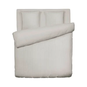 Housse de couette + taie(s) d'oreiller satin de coton rayure tissé jacquard - Taupe*Cacharel Best