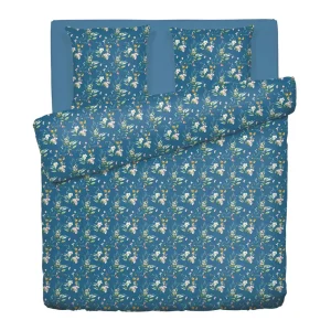 Housse de couette + taie(s) d'oreiller satin de coton - Belle de Nuit Bleu*Rodier New