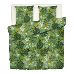 Housse de couette + taie(s) d'oreiller satin de coton - Tropical Vert clair*Rodier Best