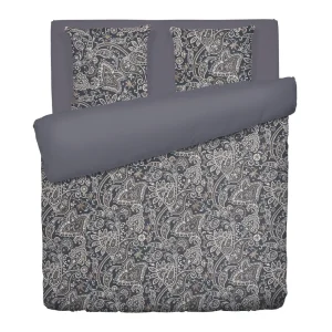 Housse de couette + taie(s) d'oreiller satin de coton - Paisley Gris / Taupe*Chevignon Online