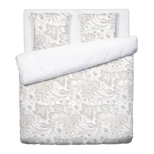 Housse de couette + taie(s) d'oreiller satin de coton - Paisley Taupe*Chevignon Outlet