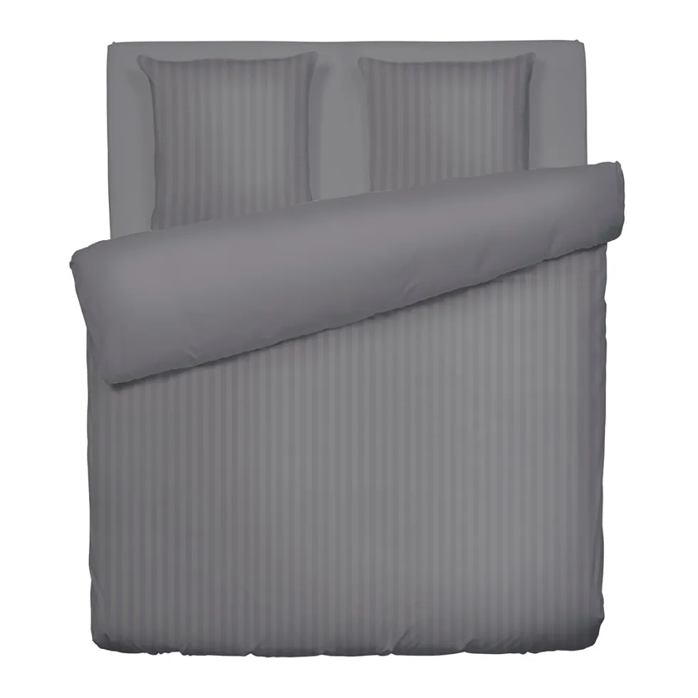 housse_de_couette__taies__1-197.webp Housse de couette + taie(s) d'oreiller satin de coton - rayure tissé Jacquard - Gris foncé*Chevignon Discount