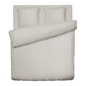 Housse de couette + taie(s) d'oreiller satin de coton - rayure tissé Jacquard - Taupe*Chevignon Fashion