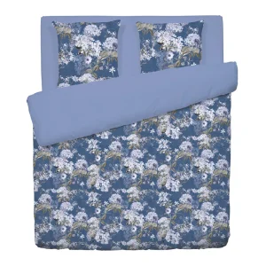 Housse de couette + taie(s) d'oreiller satin de coton - Hortensia Bleu*Maison Héritage Hot