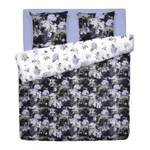 Housse de couette + taie(s) d'oreiller satin de coton - Hortensia Bleu foncé*Maison Héritage Best