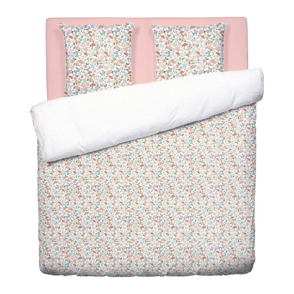 housse_de_couette__taies__1-21.webp Housse de couette + taie(s) satin de coton - Prairie Fleurie/Petit Pois Blanc*Ines by Ines de la Fressange Clearance