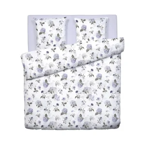 Housse de couette + taie(s) satin de coton - Fleurs Passion blanc*Cacharel New