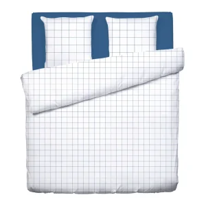 Housse de couette + taie(s) satin de coton - Motif à carreaux Blanc*Chevignon Best