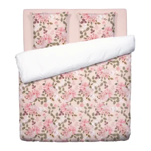 Housse de couette + taie(s) d'oreiller satin de coton - Cerisier des Collines Rose*Cacharel Online
