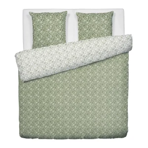 Housse de couette + taie(s) d'oreiller satin de coton - Parterre de Roses vert*Rodier Sale