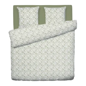 Housse de couette + taie(s) d'oreiller satin de coton - Floraison de Roses Blanc / Vert*Cacharel Sale
