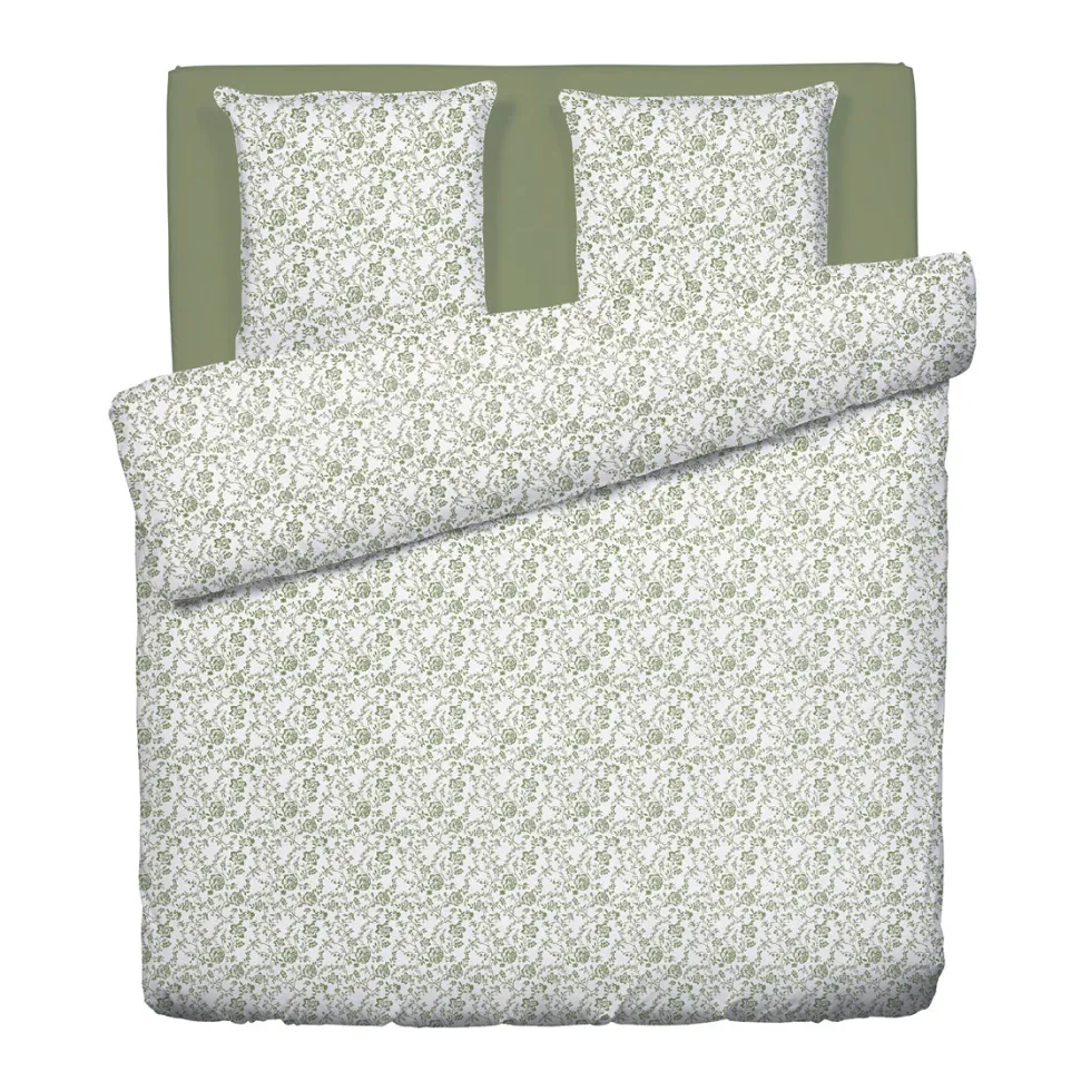 housse_de_couette__taies__1-249.webp Housse de couette + taie(s) d'oreiller satin de coton - Floraison de Roses Blanc / Vert*Cacharel Sale