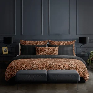 Housse de couette + taie(s) d'oreiller satin de coton - Fantaisie féline Brun*Maison Héritage Discount