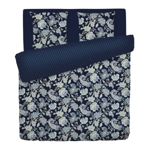 Housse de couette + taie(s) d'oreiller satin de coton - Nuit indienne Bleu foncé*Chevignon Hot