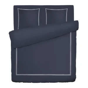 Housse de couette + taie(s) d'oreiller satin de coton - La Rochelle Blanc / Bleu foncé*Cacharel Sale