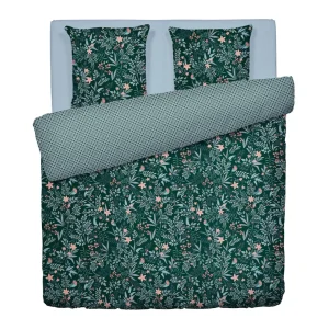 Housse de couette + taie(s) d'oreiller satin de coton - Forêt enchantée Vert*Cacharel Clearance