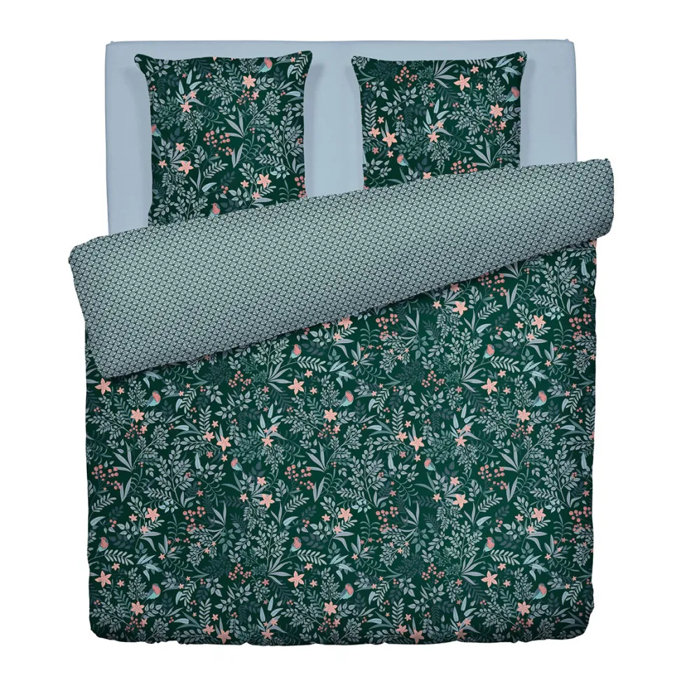 housse_de_couette__taies__1-50.webp Housse de couette + taie(s) d'oreiller satin de coton - Forêt enchantée Vert*Cacharel Clearance