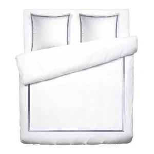 Housse de couette + taie(s) d'oreiller satin de coton - La Rochelle Bleu foncé / Blanc*Cacharel Sale