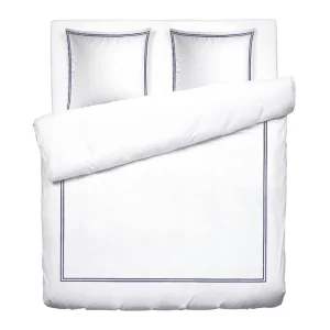Housse de couette + taie(s) d'oreiller satin de coton - Nice Bleu foncé / Blanc*Rodier Hot
