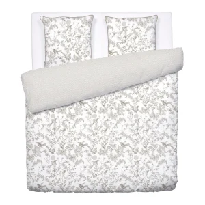 Housse de couette + taie(s) d'oreiller satin de coton - Colibri floral Taupe*Maison Héritage New