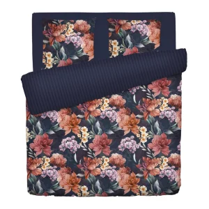 Housse de couette + taie(s) d'oreiller satin de coton - Eclat de caramel Bleu foncé*Rodier Hot