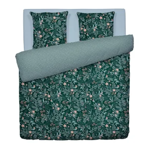 Housse de couette + taie(s) d'oreiller satin de coton - Jardin volant Vert*Ines by Ines de la Fressange Clearance