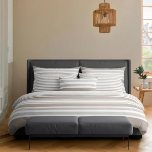 Housse de couette + taie(s) d'oreiller satin de coton - Léna Taupe*Rodier New