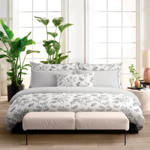Housse de couette + taie(s) satin de coton - Envolée de papillons Blanc*Cacharel Best