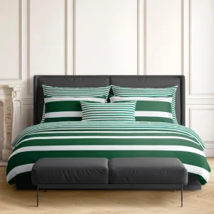 Housse de couette + taie(s) satin de coton - Marinière Vert*Ines by Ines de la Fressange Fashion