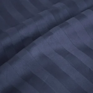 Housse de couette + taie(s) d'oreiller satin de coton - tissé Jacquard - rayures bleu foncé*Rodier Online