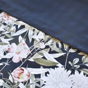 Housse de couette + taie(s) d'oreiller satin de coton - Nuit Florale bleu foncé*Rodier Online