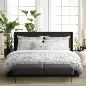 Housse de couette + taie(s) satin de coton - Pétale de rose Noir/blanc*Cacharel Clearance