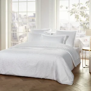 Housse de couette + taie(s) d'oreiller satin de coton - tissé Jacquard - Baroque blanc*Maison Héritage Discount