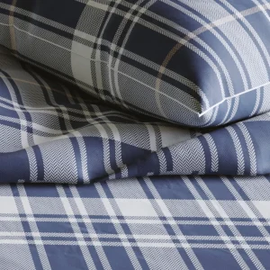 Housse de couette + taies flanelle à carreaux - Bleu foncé*Chevignon Outlet