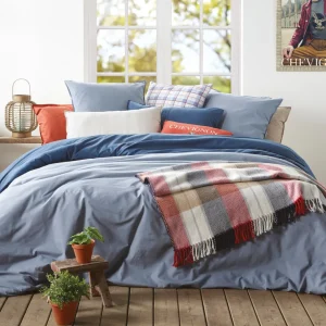 Housse de couette + taies coton lavé - Uni Bleu clair*Chevignon Outlet