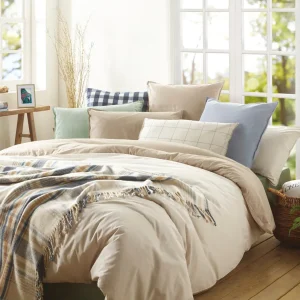 Housse de couette + taies coton lavé - Uni Gris*Chevignon Online