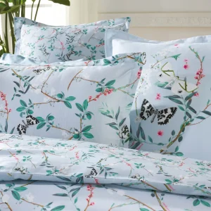 Housse de couette + taie(s) satin de coton - Buddleia Bleu Sarcelle*Cacharel New
