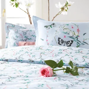 Housse de couette + taie(s) satin de coton Buddleia Small - Bleu Sarcelle*Cacharel Clearance