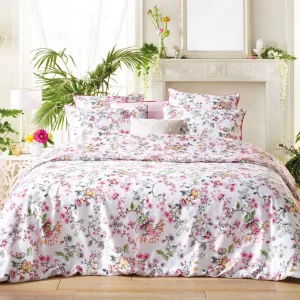 Housse de couette + taie(s) satin de coton Jardin Secret - Rose Blush*Cacharel Discount