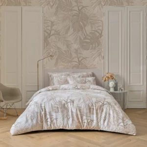 Housse de couette + taie(s) d'oreiller satin de coton - Tropical Taupe clair*Rodier Discount