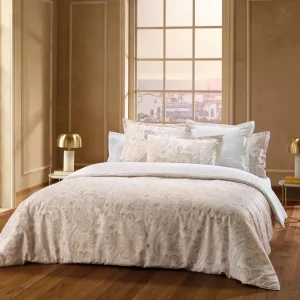 Housse de couette + taie(s) d'oreiller satin de coton - Paisley Taupe*Chevignon Outlet