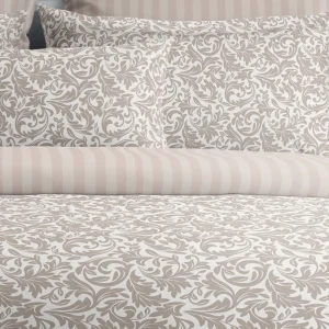 Housse de couette + taie(s) d'oreiller satin de coton - Esprit Damas Taupe*Maison Héritage Best